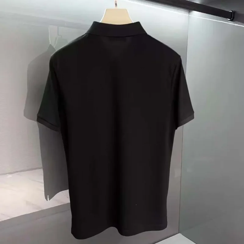 Prada Men Fleece Polo Natural Shirt in a Fleece Design-Black