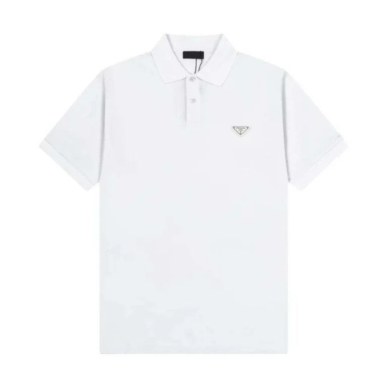 Prada Men Fleece Polo Natural Shirt in a Fleece Design-White