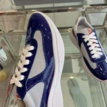 Prada Unisex Men's America's Cup Patent Leather Patchwork Sneakers