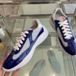 Prada Unisex Men's America's Cup Patent Leather Patchwork Sneakers