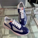 Prada Unisex Men's America's Cup Patent Leather Patchwork Sneakers