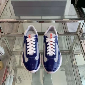 Prada Unisex Men's America's Cup Patent Leather Patchwork Sneakers