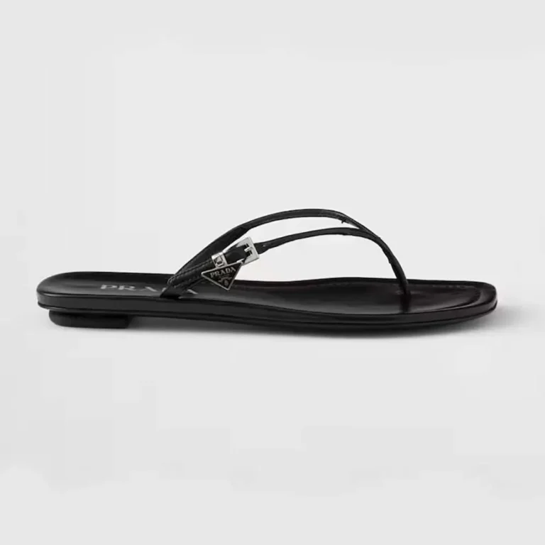 Prada Women Leather Thong Sandals-Black 1Y503N
