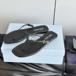Prada Women Leather Thong Sandals-Black 1Y503N