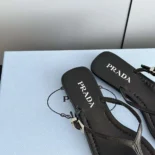 Prada Women Leather Thong Sandals-Black 1Y503N