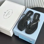 Prada Women Leather Thong Sandals-Black 1Y503N