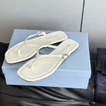 Prada Women Leather Thong Sandals-White 1Y503N