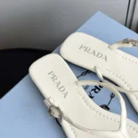 Prada Women Leather Thong Sandals-White 1Y503N