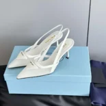 Prada Women Mesh Fabric Slingback Pumps-White 1I891N
