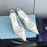 Prada Women Mesh Fabric Slingback Pumps-White 1I891N