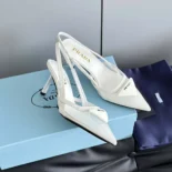 Prada Women Mesh Fabric Slingback Pumps-White 1I891N