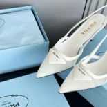 Prada Women Mesh Fabric Slingback Pumps-White 1I891N