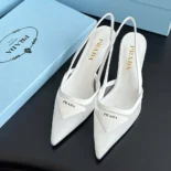 Prada Women Mesh Fabric Slingback Pumps-White 1I891N