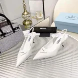 Prada Women Saffiano Patent Leather Slingback Pumps-White 1I901M