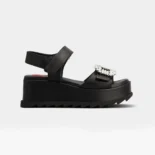 Roger Vivier Women Slidy Viv' Wedge Sandals in Leather-Black