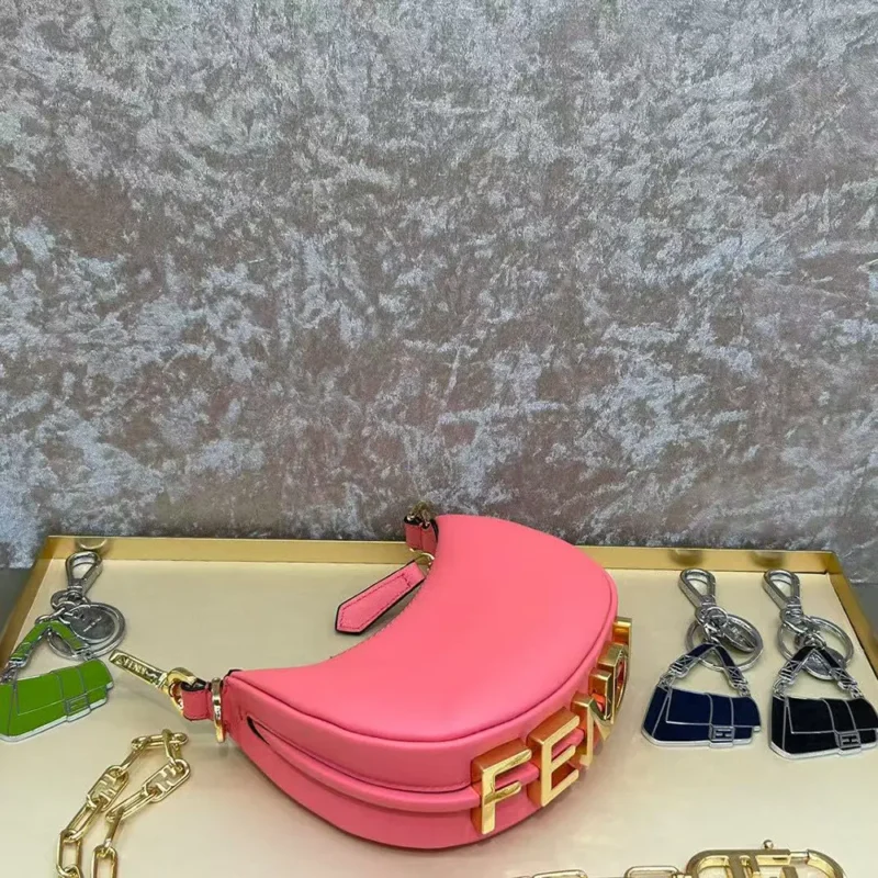 Fendi Women Nano Fendigraphy Pink Leather Charm