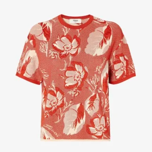 Fendi Women Red Viscose Jacquard T-shirt FZXD52AUI3F1SAX