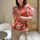 Fendi Women Red Viscose Jacquard T-shirt FZXD52AUI3F1SAX