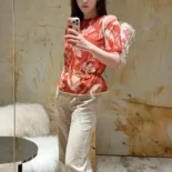Fendi Women Red Viscose Jacquard T-shirt FZXD52AUI3F1SAX