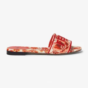 Fendi Women Sunshine Red and Camelia Canvas Slides 8R8092ATTGF1SZG